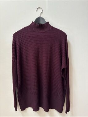 Suzy Shier Plum Ribbed Mock Turtle Neck Sweater